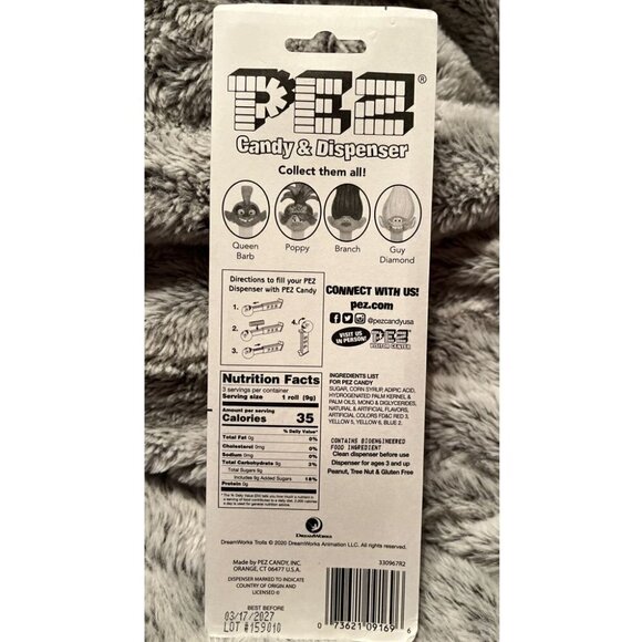 PEZ Candy Dispenser Trolls World Tour Barb On Blister Card - Picture 4 of 4
